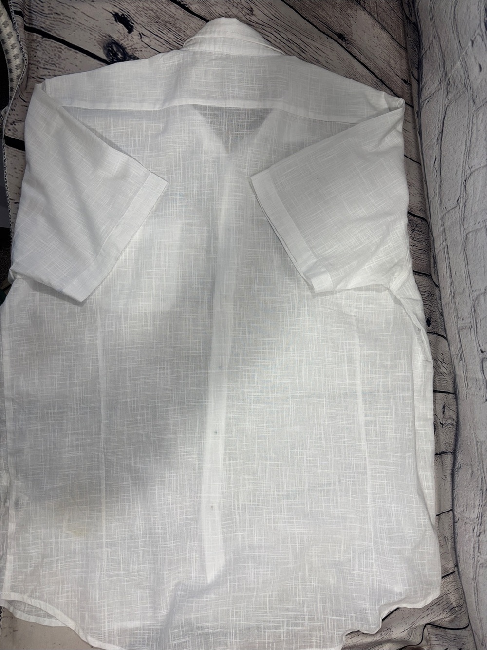 Men's White Short-Sleeve Cotton Casual Button-Down Shirt by Blanc du Nil - Picture 6 of 8
